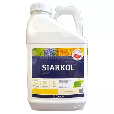 Siarkol 800SC 5L CIECH siarka, grzybobójczy, mączniak prawdziwy, rzekomy, amerykański, jabłoń, winorośl, róża, owoce, zapobiegawczy