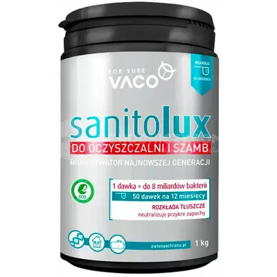 Sanitolux bioaktywator do oczyszczalni i szamb 1kg VACO neutralizuje przykre zapachy, bioaktywator najnowszej generacji